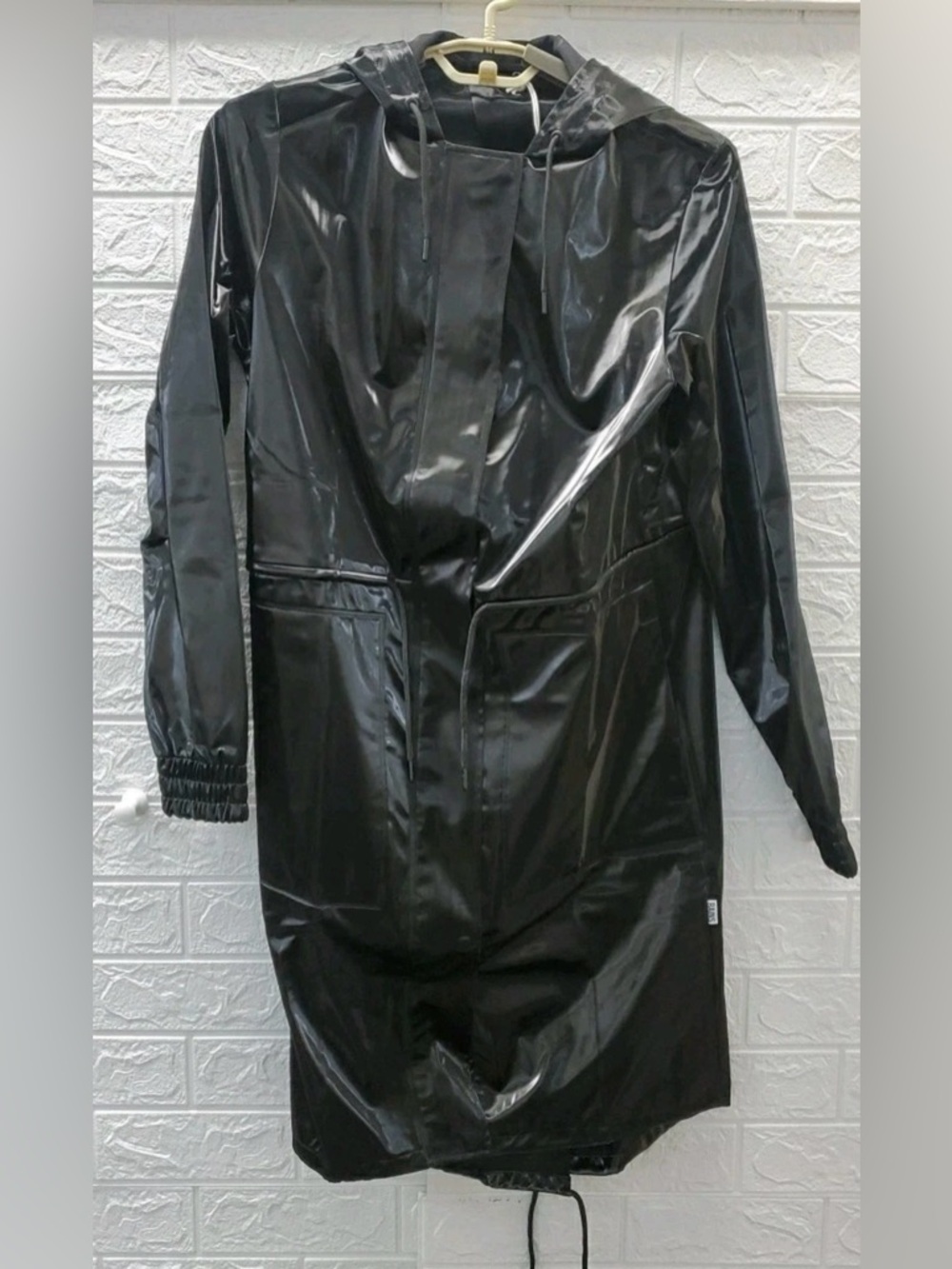 Rains Drawstring Hem Parka Black Size XSmall (Rains brand sold at Free People)